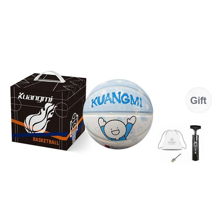 Kuangmi PU Basketball Blue White Size 6 Training Women's-5