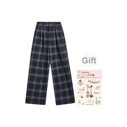 ZIHAN Темно-синие клетчатые женские повседневные штаны