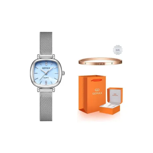 GEMAX Мода Маленький Кварцевый Механизм Наручные часы Нержавеющая сталь Ремешок Часы Женские Часы Синий Циферблат