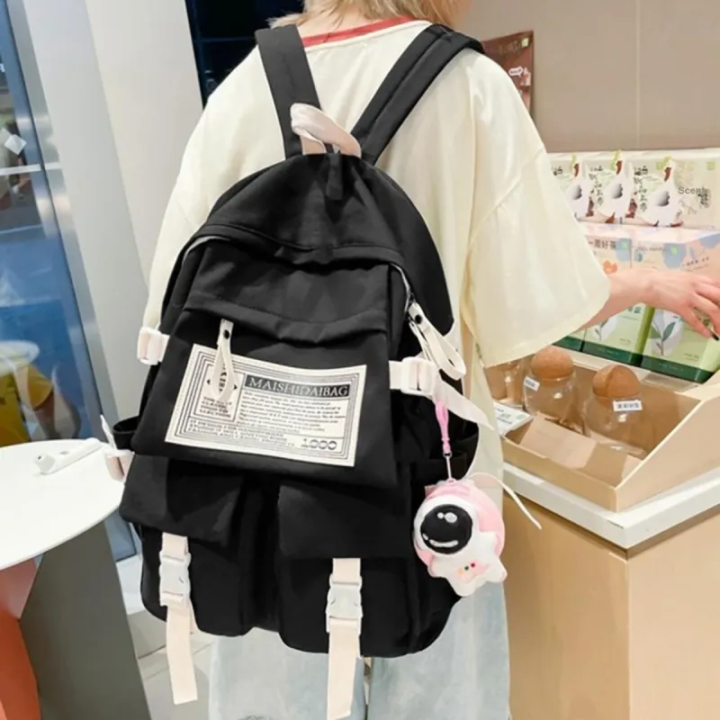 VINEY Nylon Fabric Backpack Laptop Bag Large Size Women's White-8