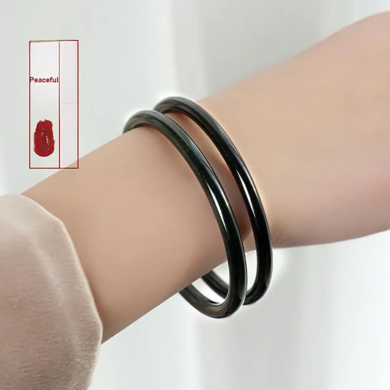 XIAOLIUJADE New Chinese Style Elegant Hetian Jade Bangle Green Jade Unisex-2