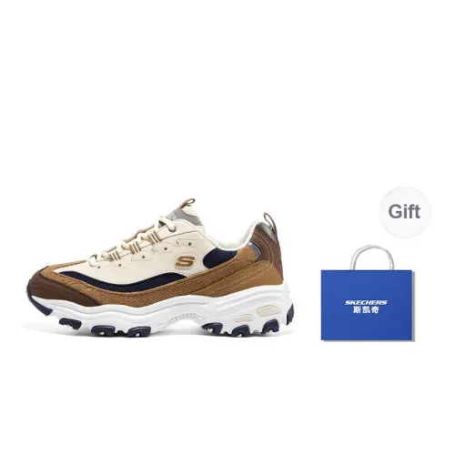Skechers D'LITES 1.0 Anti Slip Wear Resistant Low Top Chunky Sneakers Men's Beige Brown