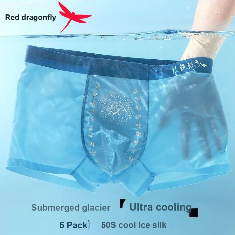 RED DRAGONFLY Ice Silk Panties Men's 3 Pack Gift Box Set-4