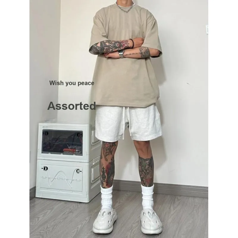 CORNILOT Casual Shorts Unisex White Heather Gray-1