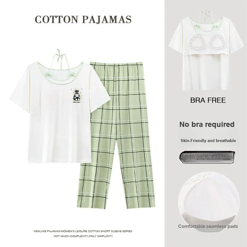 XISHE Pajama Set Women's Light Green-4