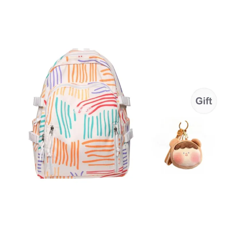 URBAN FOREST Nylon Backpack Unisex Ivory/Light Yellow/Pink-6