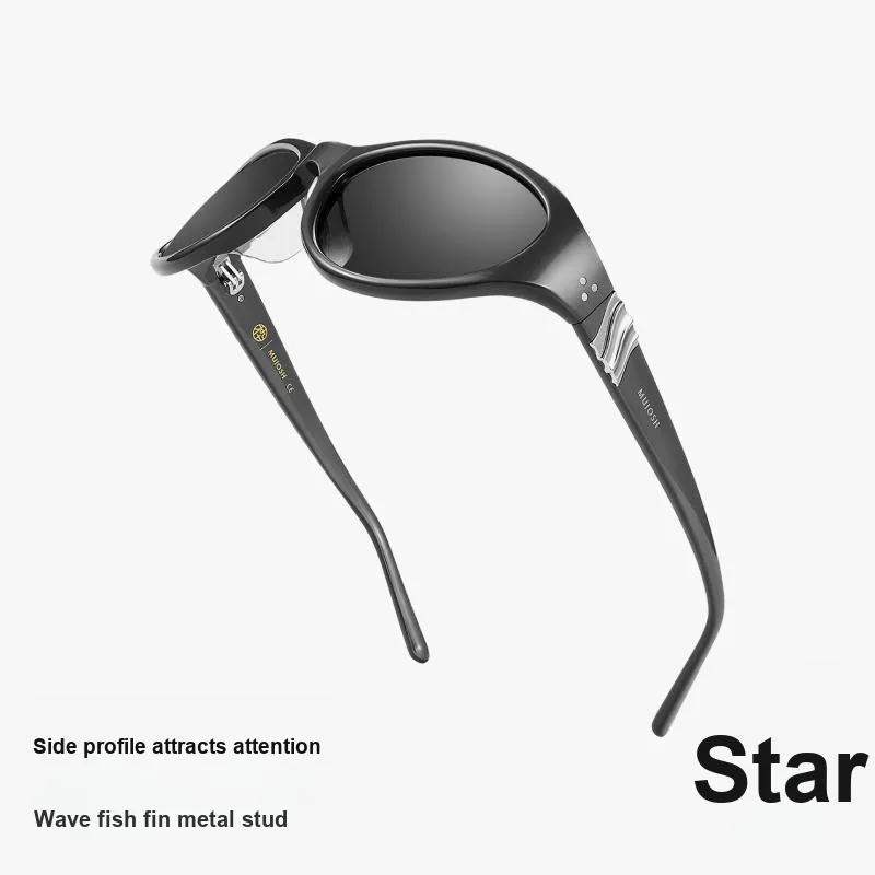 MUJOSH Plate Frame Oval Sun Protection Sunglasses With UV Protection And Polarized Eye Protection Unisex-3