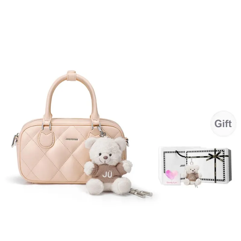 JUST STAR Synthetic Leather Small Square Bag, Shoulder Bag, Crossbody Bag, Handbag Trumpets Women's White/Black-24