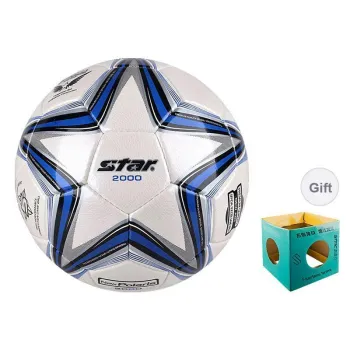 Star Size 5 Soccer PU Hand Stitched Soccer Ball Unisex Silver Blue