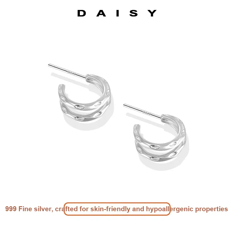 Daisy Dream 999 Fine Silver Stud Earrings Unisex-2