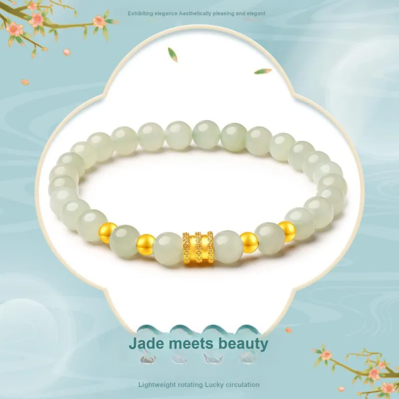LAOMIAO Hetian Jade Bracelets Pale Greenish White Jade Women's-2