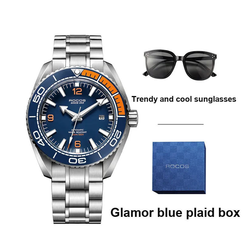 ROCOS Wind Style Collection Automatic Mechanical Movement Silicone Strap Watch Men's Watches Silver Dial-24
