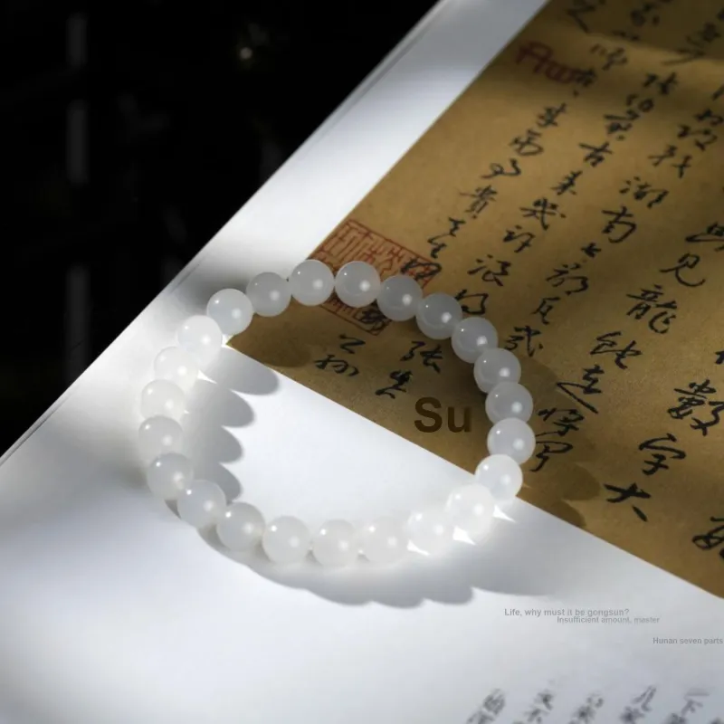 Clear Snow Hetian Jade Bracelets White Jade Unisex-2