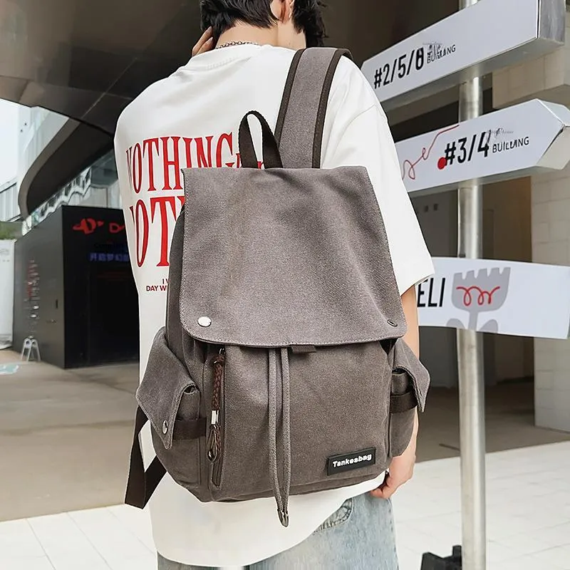 HCXK Canvas Backpack Unisex Black/Ecru/Khaki-17