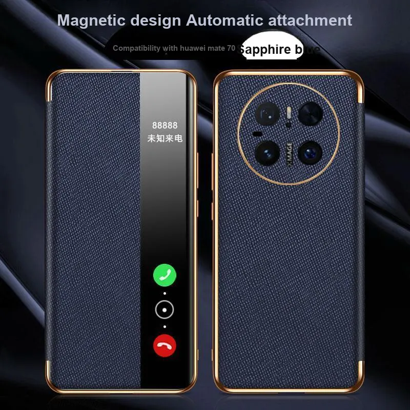 Record Star Leather Material Flap Fully Enclosed Cover Phone Cases Compatibility Huawei Mate 70 Pro Business Formal-2
