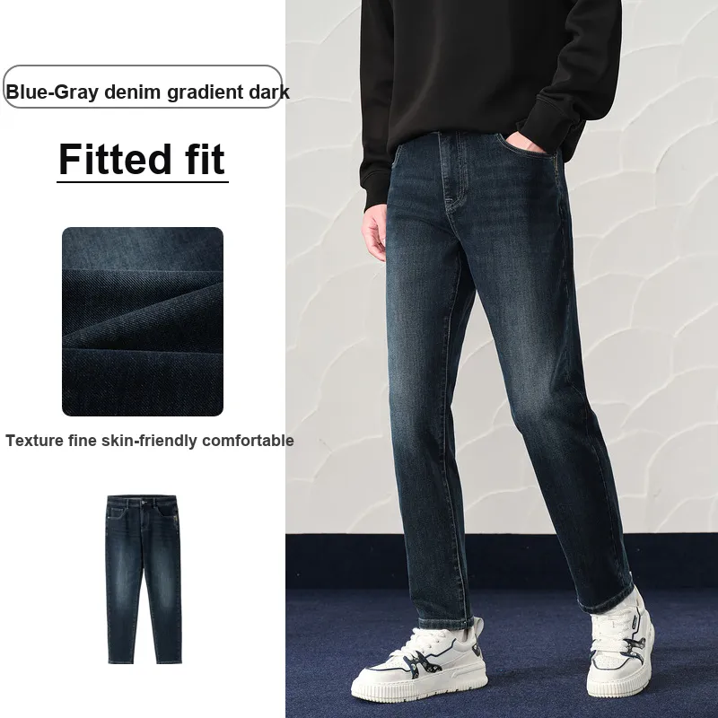 HLA Jeans Men Blue Gray Denim Gradient Dark 6E-2