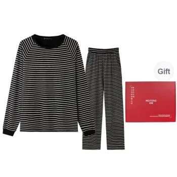 MEITENG Pajama Set Spring And Fall Season Unisex Black