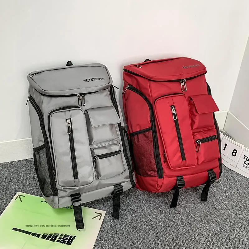 Yalu Nylon Backpack Regular Unisex Light Gray/Dark Gray/Black/Red-8