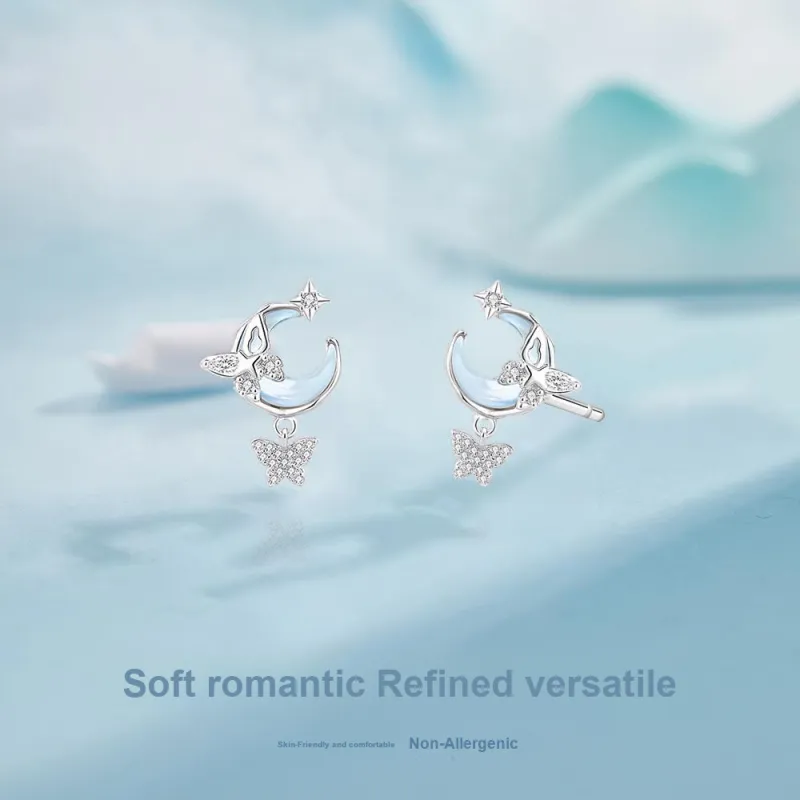 NUSQ S925 Silver Earrings Women's-3