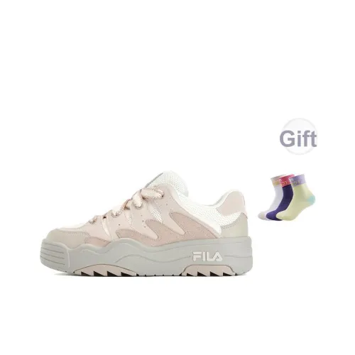 FILA Rosetta Rainbow Обувь Устойчивая к истиранию Низкий Топ Скейтборд Кроссовки Женские Молочно-белый Светло-розовый