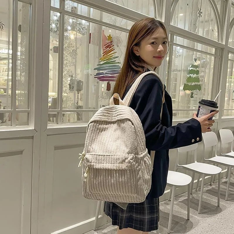 SURELAPTOP Corduroy Backpack Unisex Multicolor-2