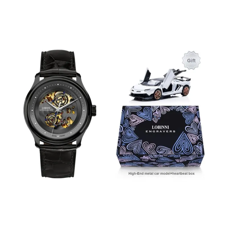 LOBINNI L Automatic Mechanical Movement Genuine Leather Strap Watch Men's Watches Cut-Out Dial-15