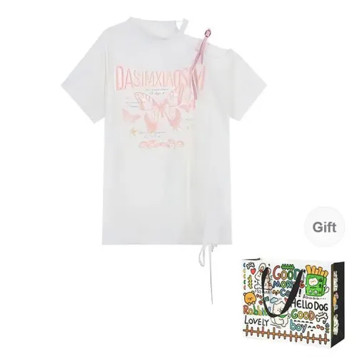 BVODE T Shirts Women's Apricot Shopping Bag