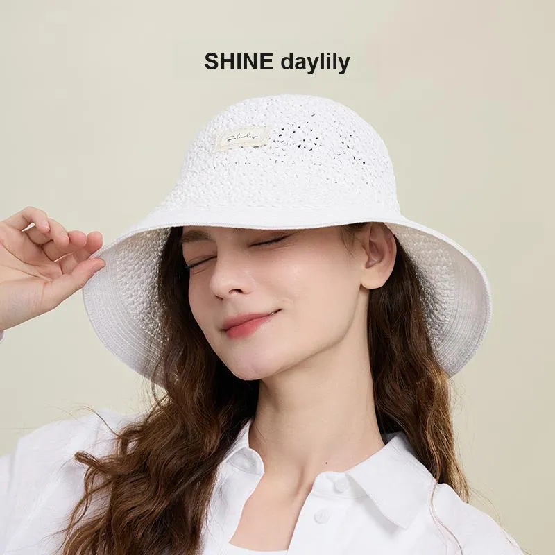 SHINE Paper Reed Material Bucket Hats Women's-2