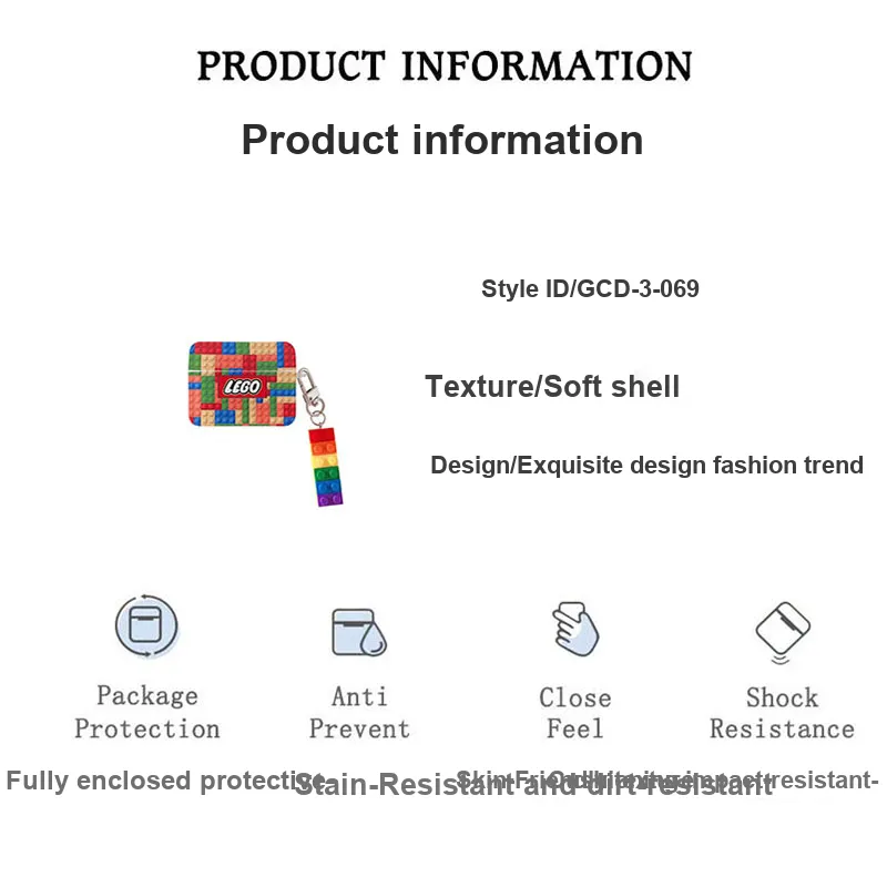 GUCADI For Airpods1/2/3Airpods Pro1/2 Plastic Creative Trendy And Cool Multicolor LEGO Apple Bluetooth Headphone Case-2