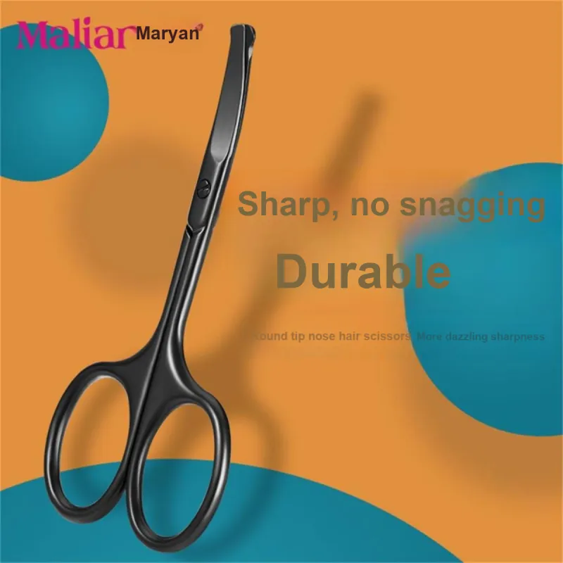 Malian Manual Fashion Round Tip Stainless Steel Compact Nose Hair Trimming Scissors Sharp-2
