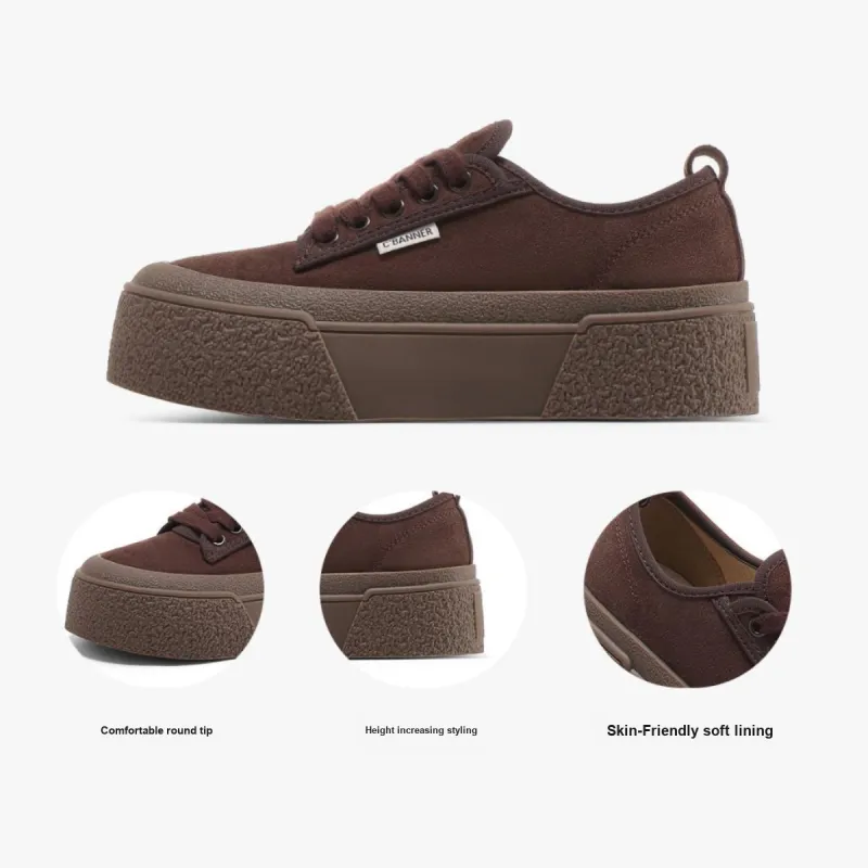 C°BANNER Cushioning Height Increasing Low Top Skateboard Shoes Women's Coffee-4
