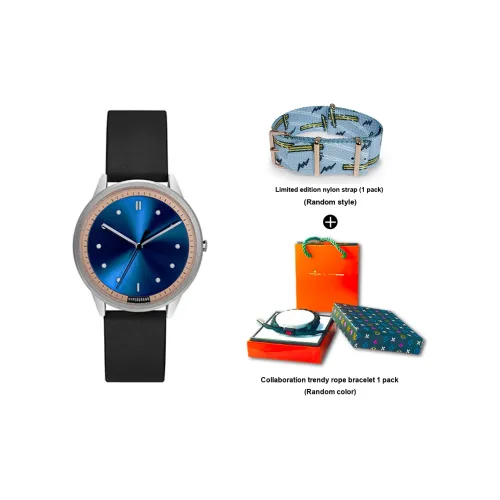 HYPERGRAND 02 Collection Наручные часы Кварцевый механизм Естественная кожа Ремешок Синий циферблат Унисекс CW02BLBLK