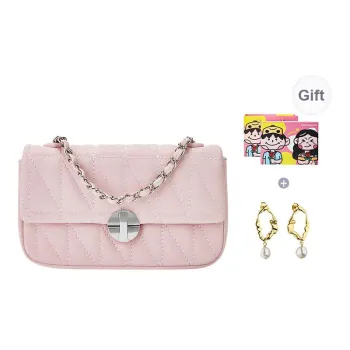 MARKANGARO PU Shoulder Bag, Crossbody Bag, Small Square Bag Medium Size Women's Silver White/Light Blue/Light Pink