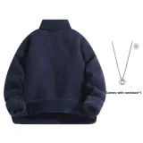Navy Blue Fleece-Lined with Necklace Included
