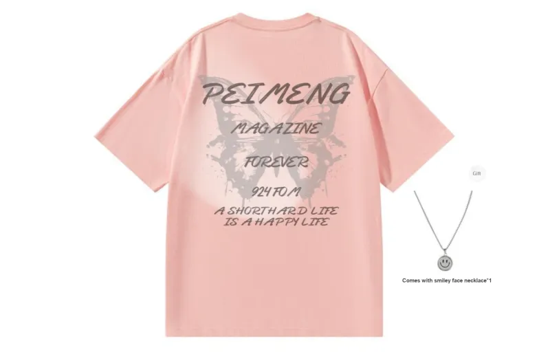 PEIMENG Short Sleeved T Shirts Unisex Comes With Necklace-20