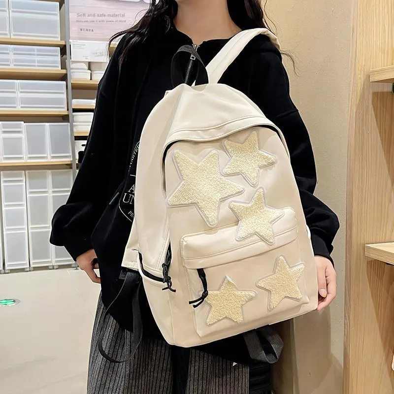 BUBM Nylon Backpack Regular Unisex Black/White/Light Purple/Navy Blue/Peacock Blue-23