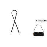 Black Adjustable 94-123cm Crossbody Shoulder Strap with White Buckle