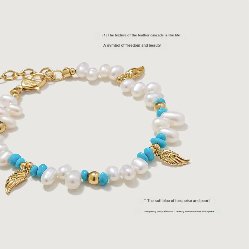 Amber Lollipop Flying Feather Series Pearl Bracelets Women's-1