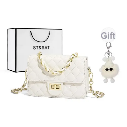 ST SAT Сумка через плечо из синтетической кожи маленькая квадратная сумка стандартная белый черный