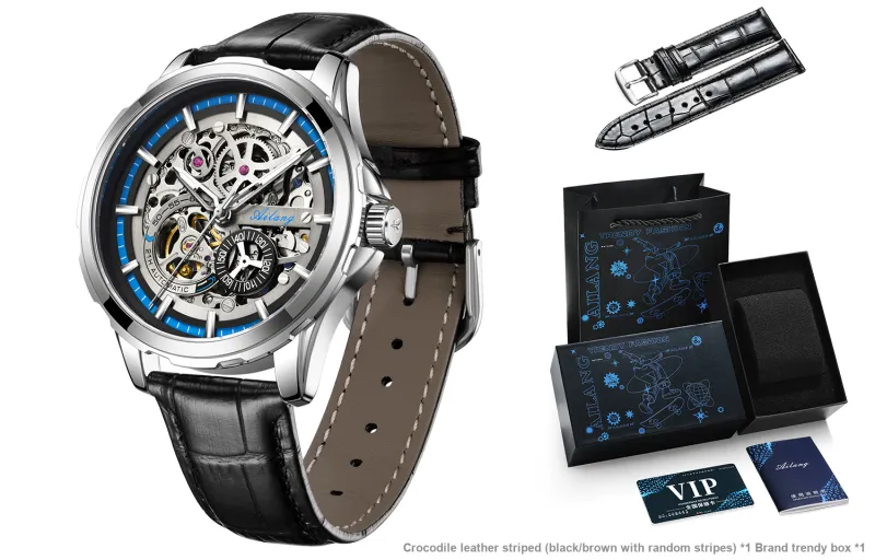 AILANG Automatic Mechanical Movement Men's Watches Red Watch Dial-9