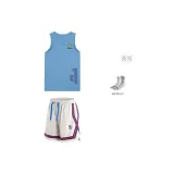 BKC 컬러 블록 패치워크 반바지 + 모란트 탱크 탑 스카이 블루 + 양말 (랜덤 양말)