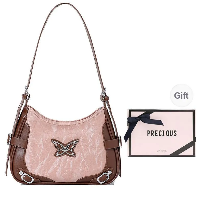 NATTY PU Small Square Bag Shoulder Bag Medium Size Women's Pink/Black/Silver-31