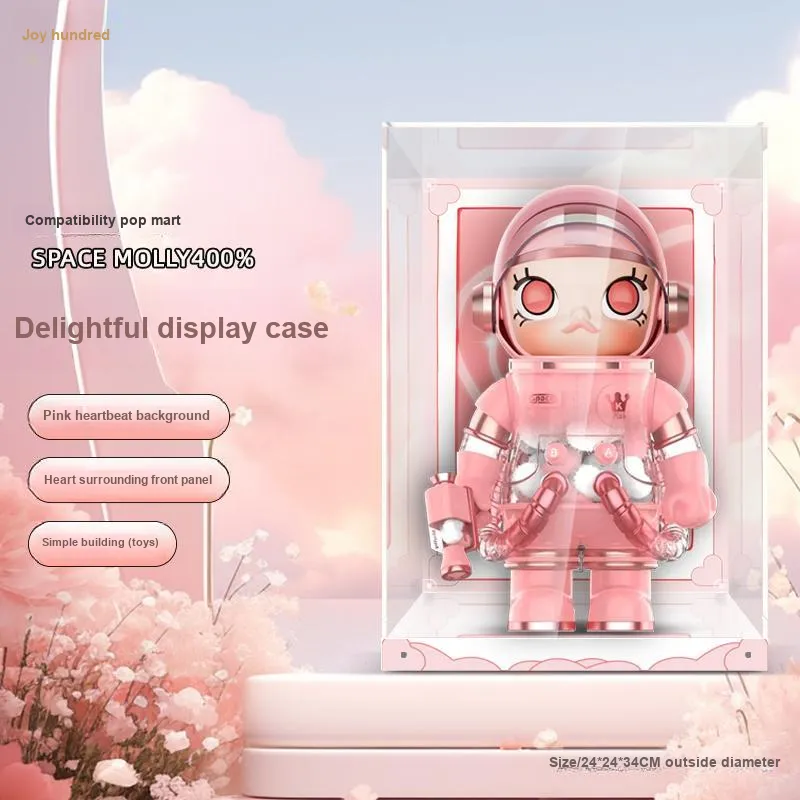 LIGHT YOUR BRICKS Joy 100 Compatibility Pop Mart SPACEMOLLY Delightful 400% 1000% Display Case Model Accessories-1