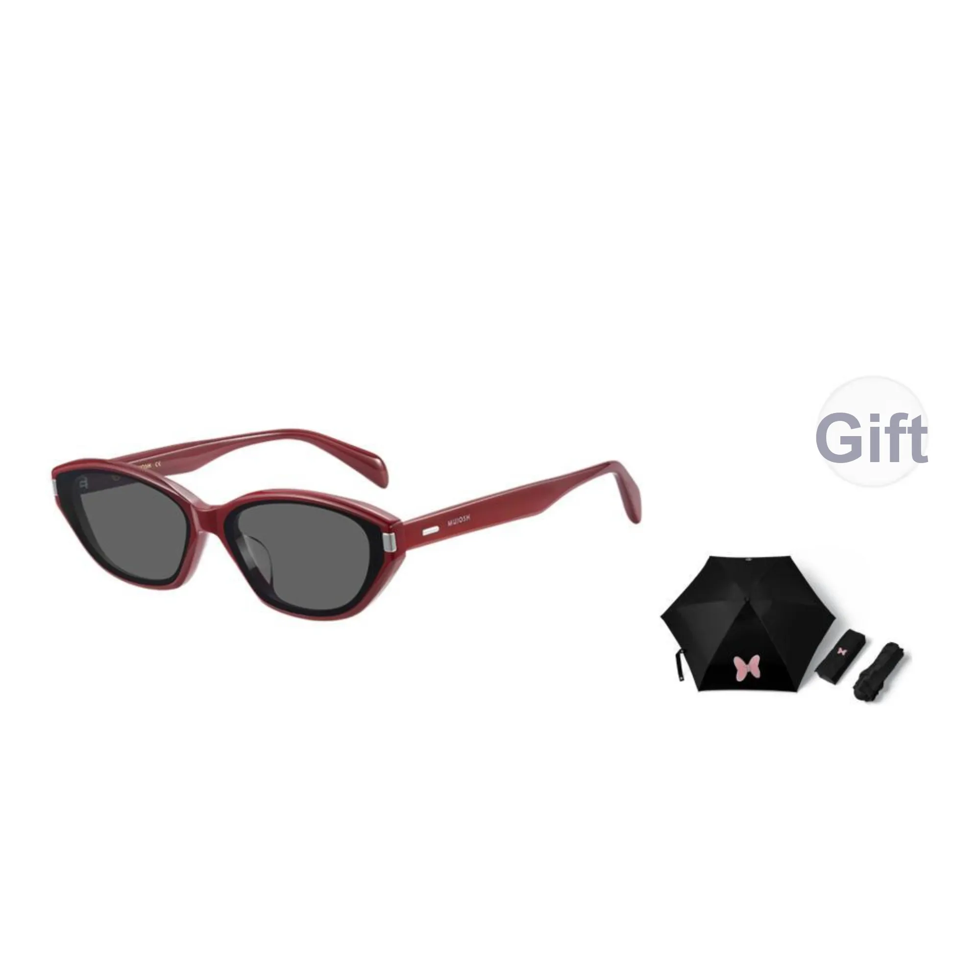 MUJOSH Plate Frame Cat Eye Spring Travel UV Protection Sunglasses Unisex Ancora Red