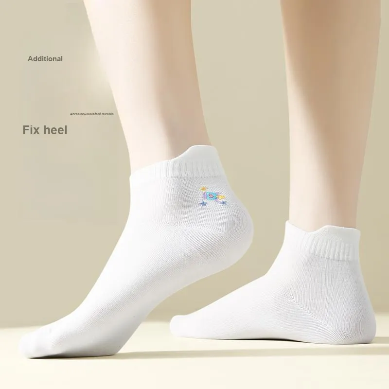 H YXIANG Ankle Socks Women's 5 Pack White-3