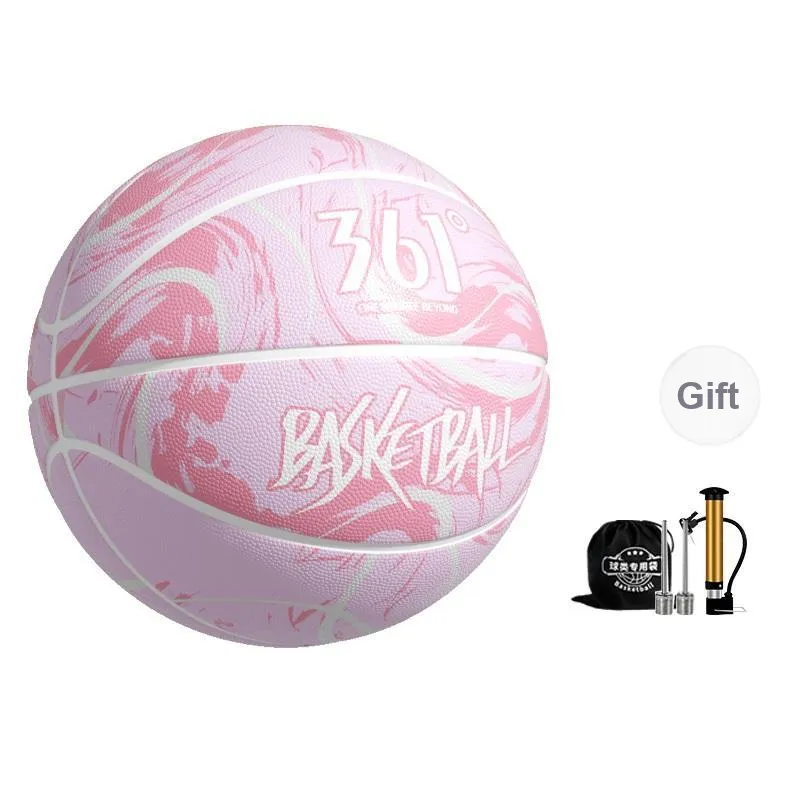 361° Rubber Basketball Cherry Blossom Pink White Size 7 Ball Training Unisex-0