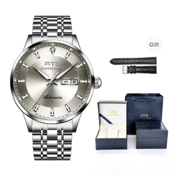 ATQ Automatic Mechanical Movement Stainless Steel Watchband Watch Men's Watches Gray Dial