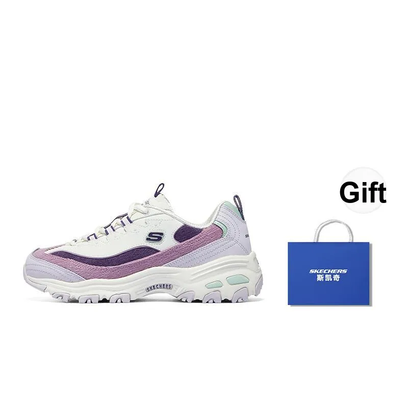 Skechers D'LITES 1.0 Low Top Chunky Sneakers Women's White Purple