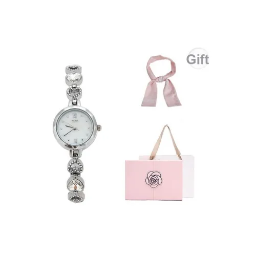 NANGL Кварцевый механизм стальной ремешок женские часы белый циферблат