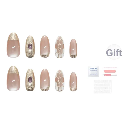 SEVERLAND False Nail Длинный 3D-эффект Cut Out Алмазный узор Нерегулярный Позолоченный Французский Фиолетовый Драгоценный камень Градиентный